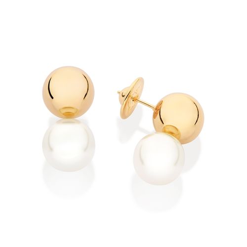 GOLD PEARL OF TIME STUD EARRINGS