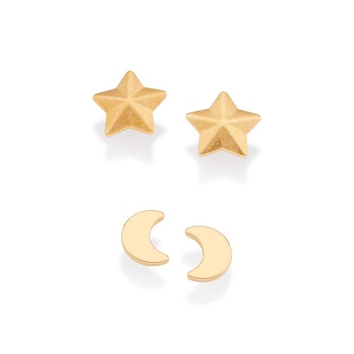 GOLD STAR AND MOON STUD EARRINGS KIT