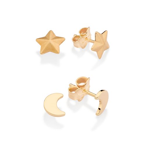 GOLD STAR AND MOON STUD EARRINGS KIT