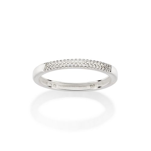 SILVER 925 HALF STUDDED WEDDING RING