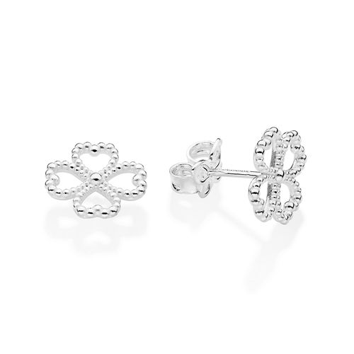 SILVER 925 FOUR LEAF CLOVE STUD EARRINGS