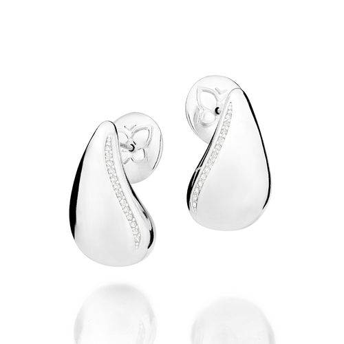 SILVER 925 DROPLET STUDDED EARRINGS