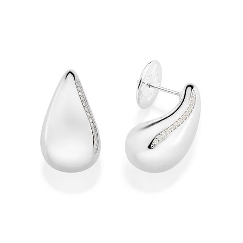 SILVER 925 DROPLET STUDDED EARRINGS