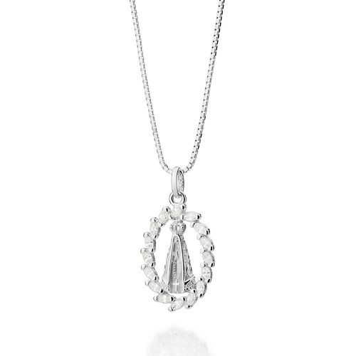 SILVER 925 OUR LADY REVEALED STUDDED PENDANT