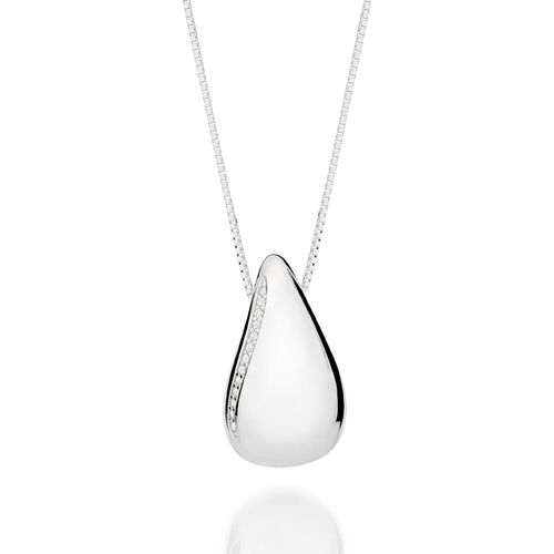 SILVER 925 DROPLET STUDDED NECKLACE