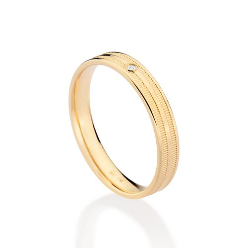 GOLD TEXTURED STUDDED WEDDING BAND