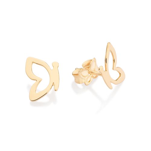 GOLD HALF-N-HALF BUTTERFLY EARRINGS