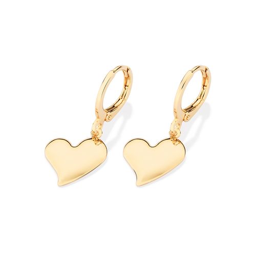 GOLD DANGLY HEART HUGGIE EARRINGS