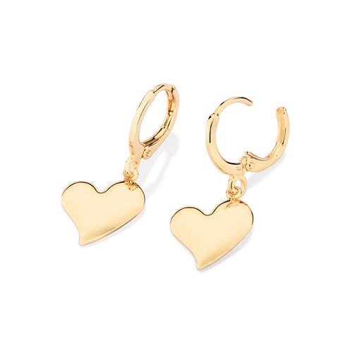 GOLD DANGLY HEART HUGGIE EARRINGS