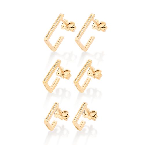 GOLD RECTANGULAR HUGGIE EARRINGS KIT