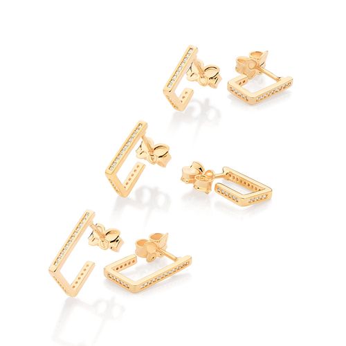 GOLD RECTANGULAR HUGGIE EARRINGS KIT