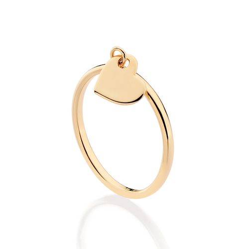 GOLD DANGLY HEART SKINNY RING