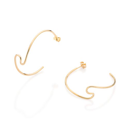 GOLD WAVE SKINNY HOOP EARRINGS