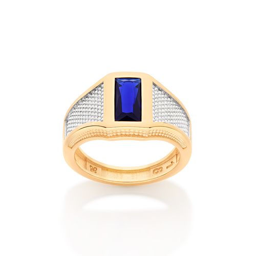 GOLD DOUBLE TONE MEN’S RING IN BLUE
