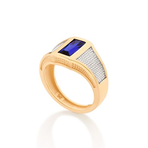 GOLD DOUBLE TONE MEN’S RING IN BLUE