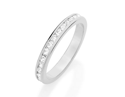 RHODIUM PLATED RING WITH CRYSTALS