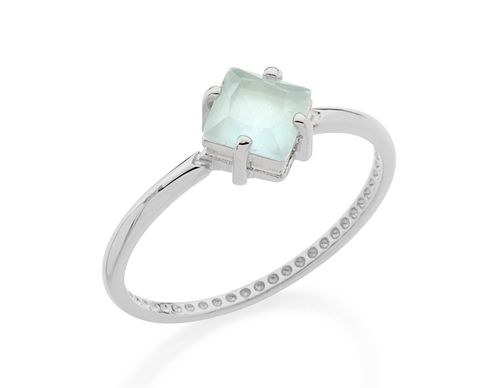 RHODIUM PLATED RING WITH CRYSTAL