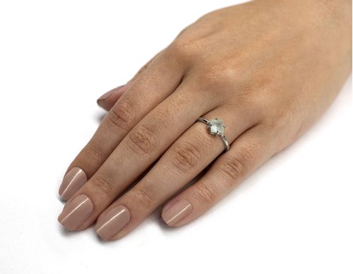 RHODIUM PLATED RING WITH CRYSTAL