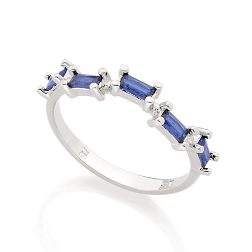 RHODIUM PLATED RING WITH ZIRCONIA