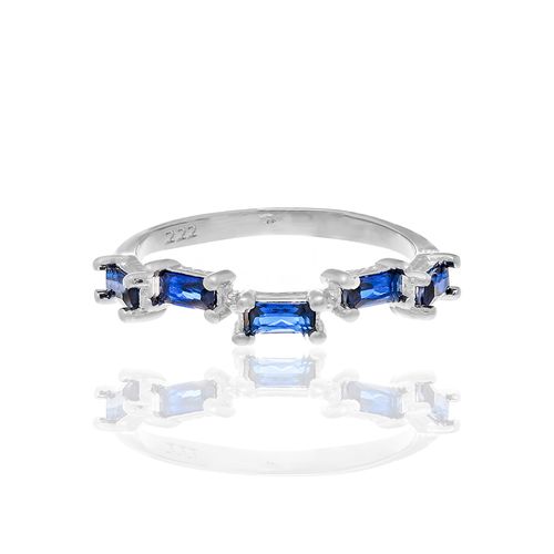 RHODIUM PLATED RING WITH ZIRCONIA