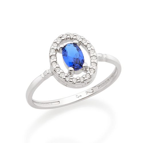 RHODIUM PLATED RING WITH ZIRCONIA