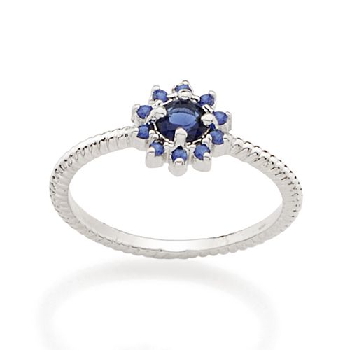 RHODIUM PLATED RING WITH ZIRCONIA