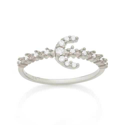 RHODIUM CRESCENT MOON RING