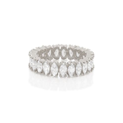 RHODIUM PLATED RING WITH ZIRCONIA