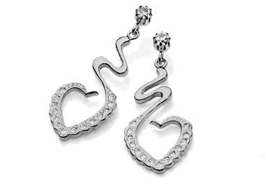 RHODIUM PLATED EARRING WITH CRYSTAL AND ZIRCONIA