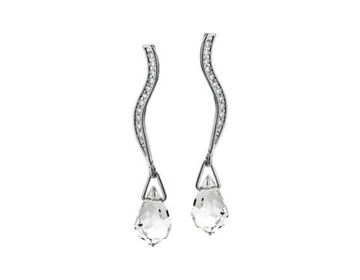 RHODIUM PLATED EARRING WITH CRYSTAL AND ZIRCONIA