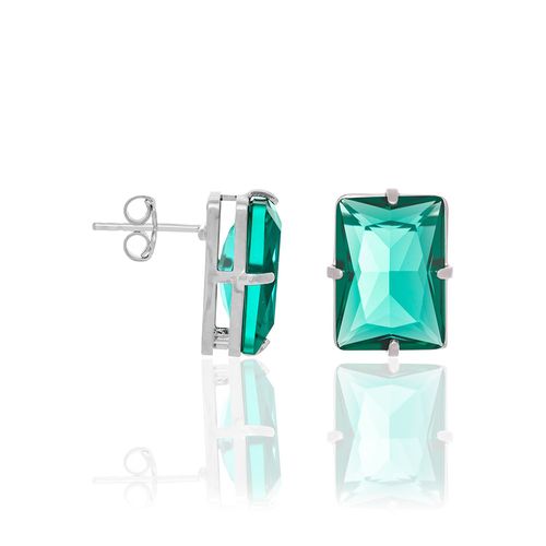RHODIUM PLATED EARRING WITH CRYSTAL