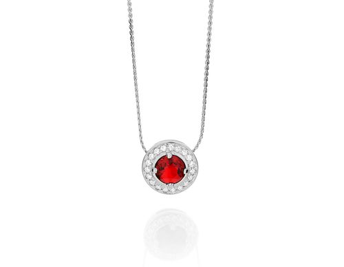 RHODIUM PLATED PENDANT WITH CRYSTAL AND ZIRCONIA