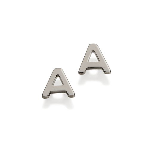 BLACK RHODIUM EARRING-LETTER O