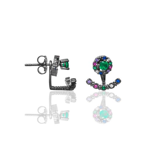 BLACK RHODIUM EARRING WITH ZIRCONIA