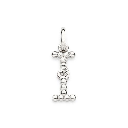 PLATINUM TEXTURED AND HEART LETTER PENDANT-LETTER I