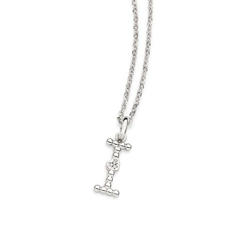 PLATINUM TEXTURED AND HEART LETTER PENDANT-LETTER I