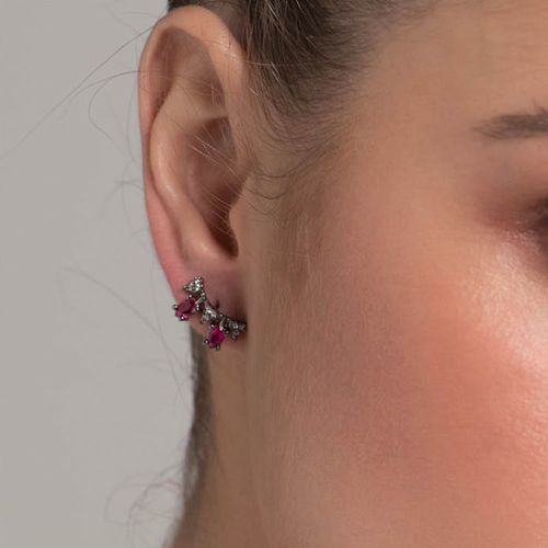 BLACK RHODIUM CHERRY EAR JACKET