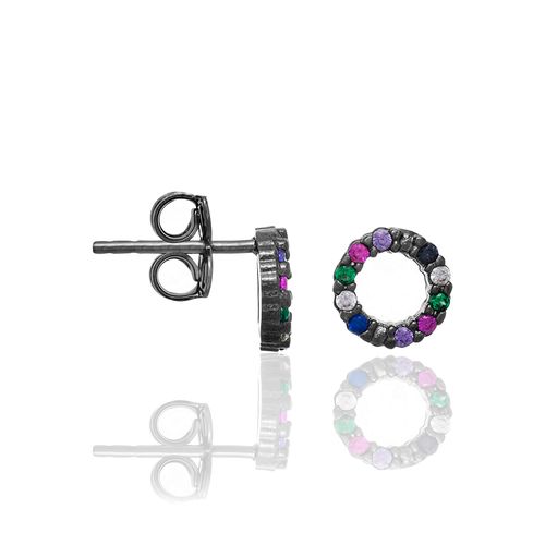 BLACK RHODIUM EARRING WITH ZIRCONIA