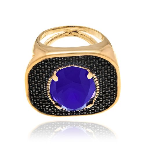 GOLD RING WITH CRYSTAL AND ZIRCONIA