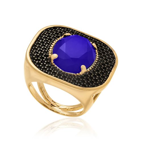 GOLD RING WITH CRYSTAL AND ZIRCONIA