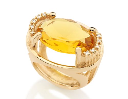 GOLD RING WITH CRYSTAL AND ZIRCONIA