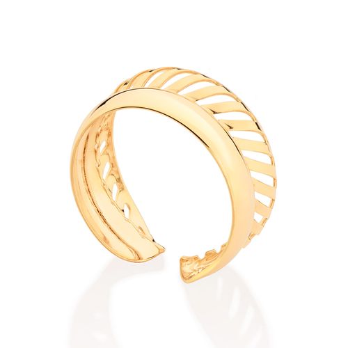 GOLD HOLLOW BARK ADJUSTABLE RING