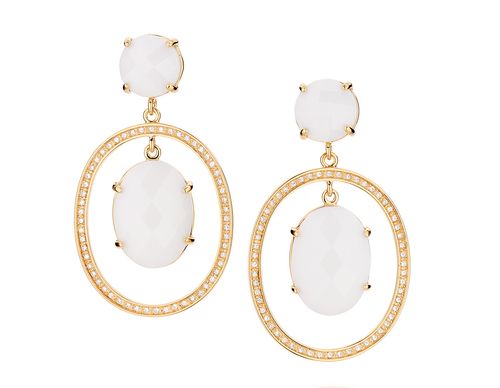 GOLD EARRING WITH ZIRCONIA AND STONE