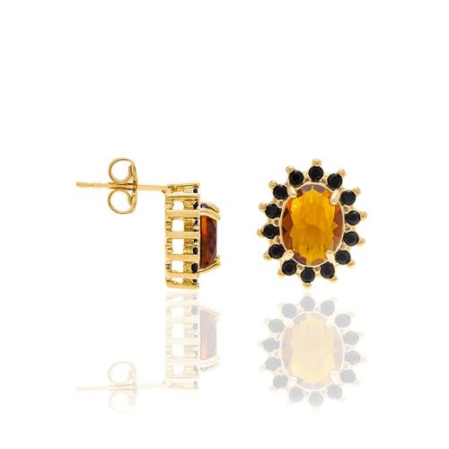 GOLD EARRING WITH CRYSTAL AND ZIRCONIA