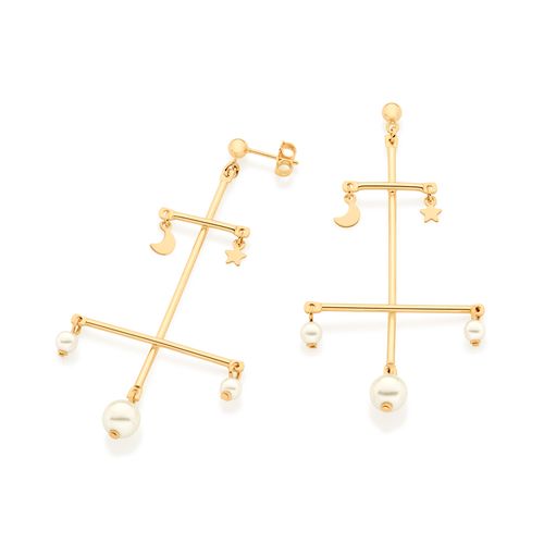 GOLD PEARL CHANDELIER EARRINGS