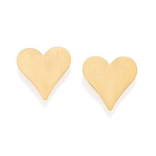 GOLD OPAQUE HEART MAXI STUD EARRINGS
