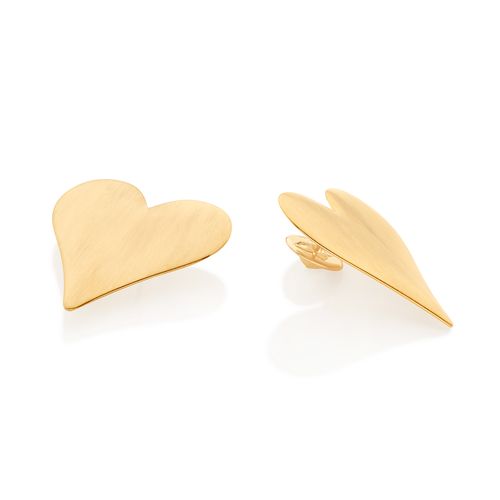 GOLD OPAQUE HEART MAXI STUD EARRINGS
