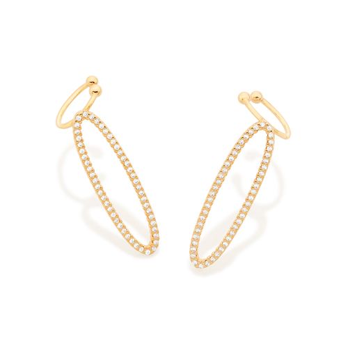 GOLD STUDDED OVAL EAR CUFF EARRING