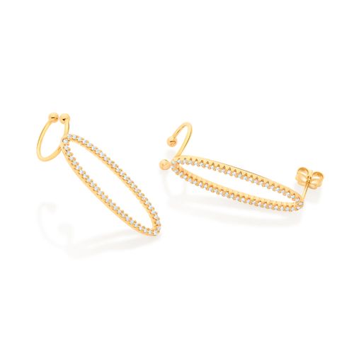 GOLD STUDDED OVAL EAR CUFF EARRING