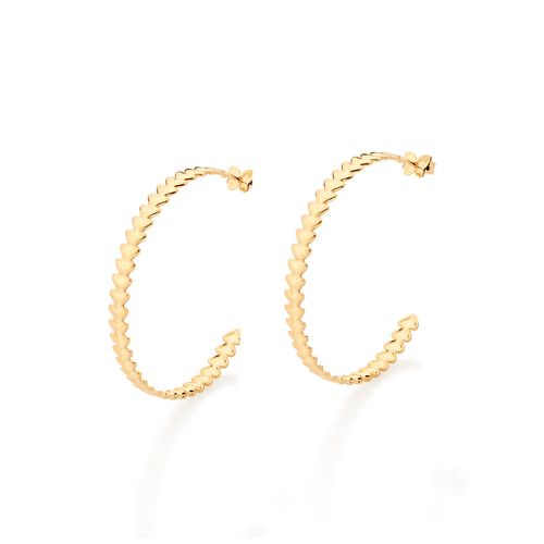 GOLD HEART BAND LARGE HOOP EARRINGS